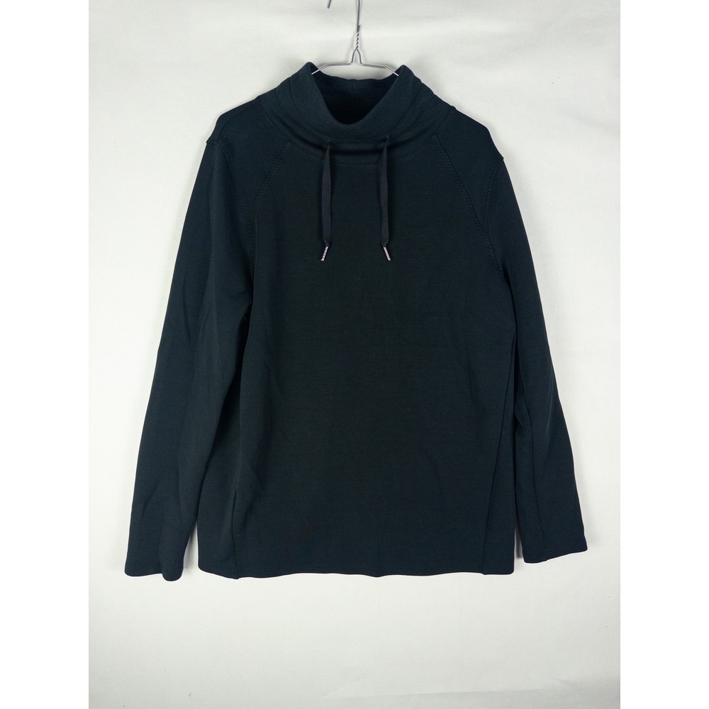 Spanx Cowl Neck Pullover Sweatshirt Womens XL Black Drawstring Athleisure Minima